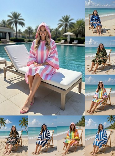 Hooded beach poncho adult - hooded,